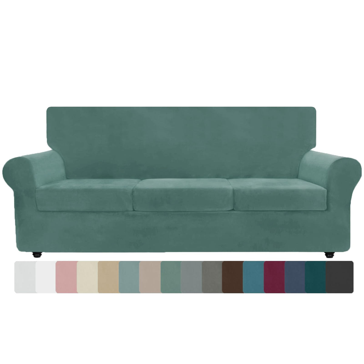ZNSAYOTX 3-Piece Loveseat Slipcovers High Stretch Spandex Sofa Slip Cover Living Room Love Seat Couch Covers for 2 Cushion Couch Jacquard Small Checks Furniture Protector (Dark Grey, Loveseat)