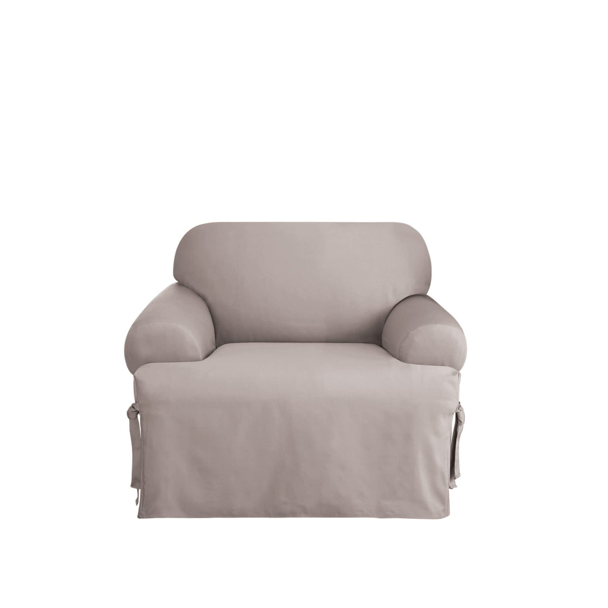SureFit Cotton Duck Loveseat Box Cushion One Piece Slipcover, Furniture Cover, Relaxed Woven Fit, 100% Cotton, Machine Washable, Gray