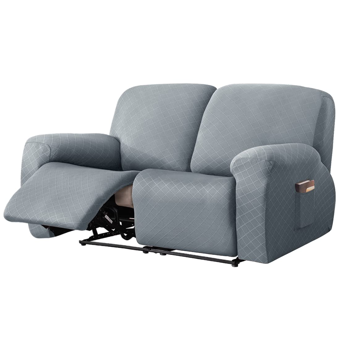 vctops Diamond Recliner Loveseat Slipcover 6-Pieces Stretch Dual Recliner Sofa Covers for 2 Seat Dual Reclining Loveseat Couch Soft Solid Furniture Protector (Dark Coffee,2 Seat)