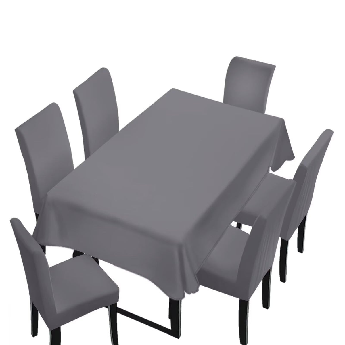 Light Grey 7 Pcs Tablecloth and Chair Covers Set Removable Chair Covers Set of 6 with Table Cover for Dining Room Washable Furniture Protector for Family Gathering Potluck