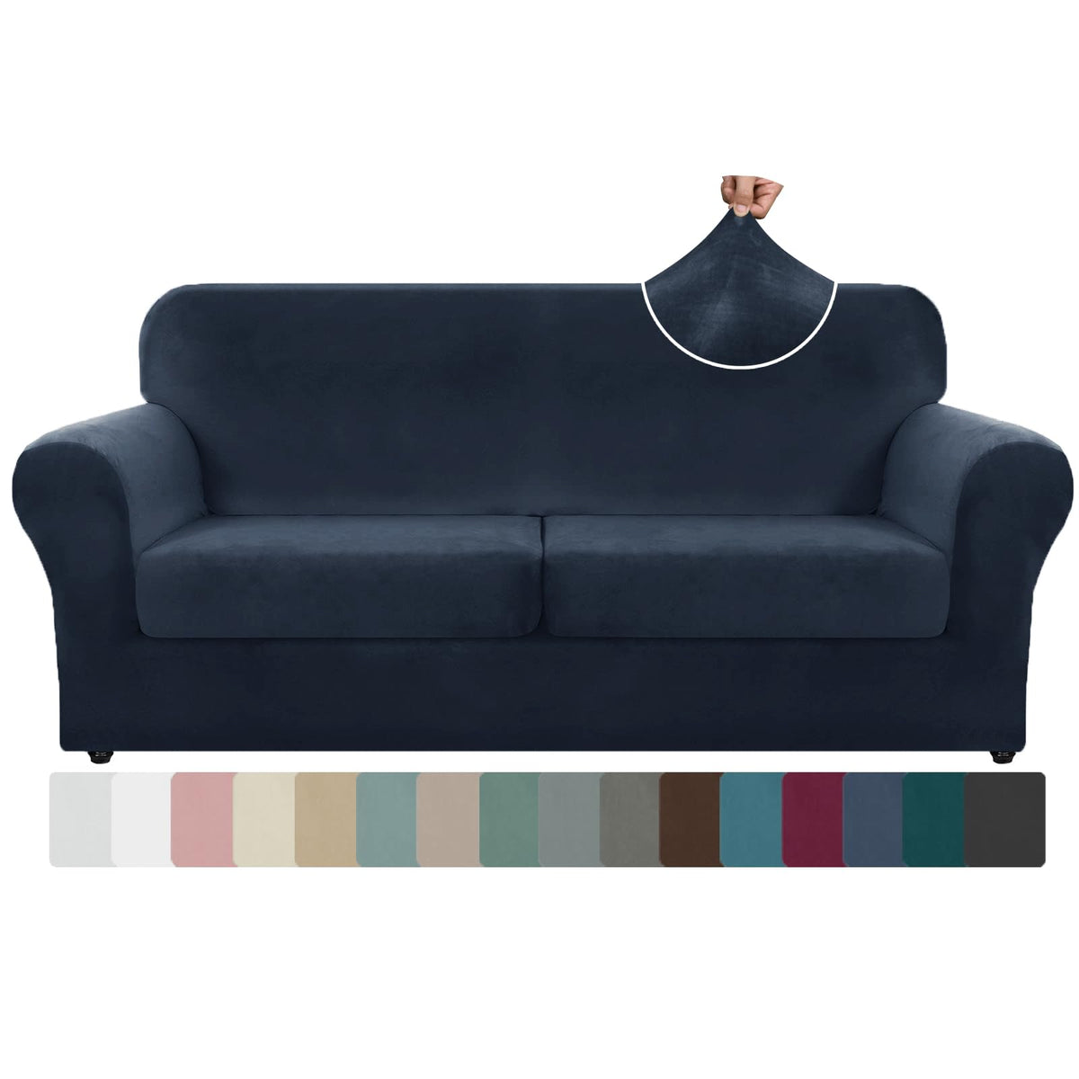 ZNSAYOTX 3-Piece Loveseat Slipcovers High Stretch Spandex Sofa Slip Cover Living Room Love Seat Couch Covers for 2 Cushion Couch Jacquard Small Checks Furniture Protector (Dark Grey, Loveseat)
