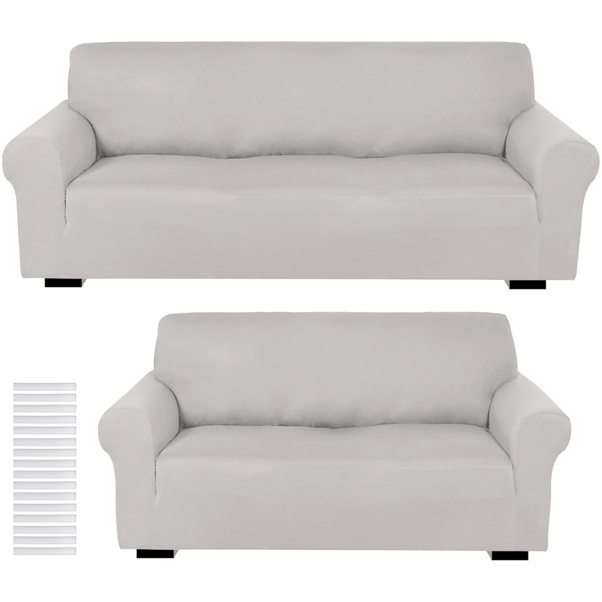 Peryiter 2 Pcs Couch and Loveseat Sofa Covers,Navy Blue,Milk Silk