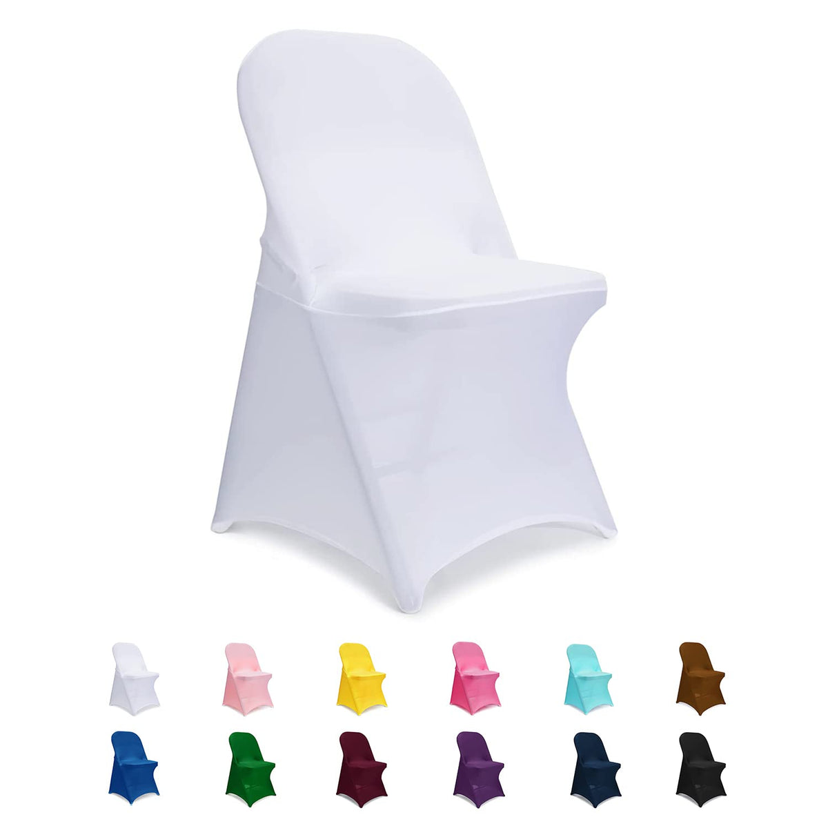 ManMengJi Spandex Folding Chair Covers, Black Folding Chair Slipcovers 6 PCS, Universal Fitted Chair Slipcovers for Wedding, Party, Banquet, Holidays, Celebration