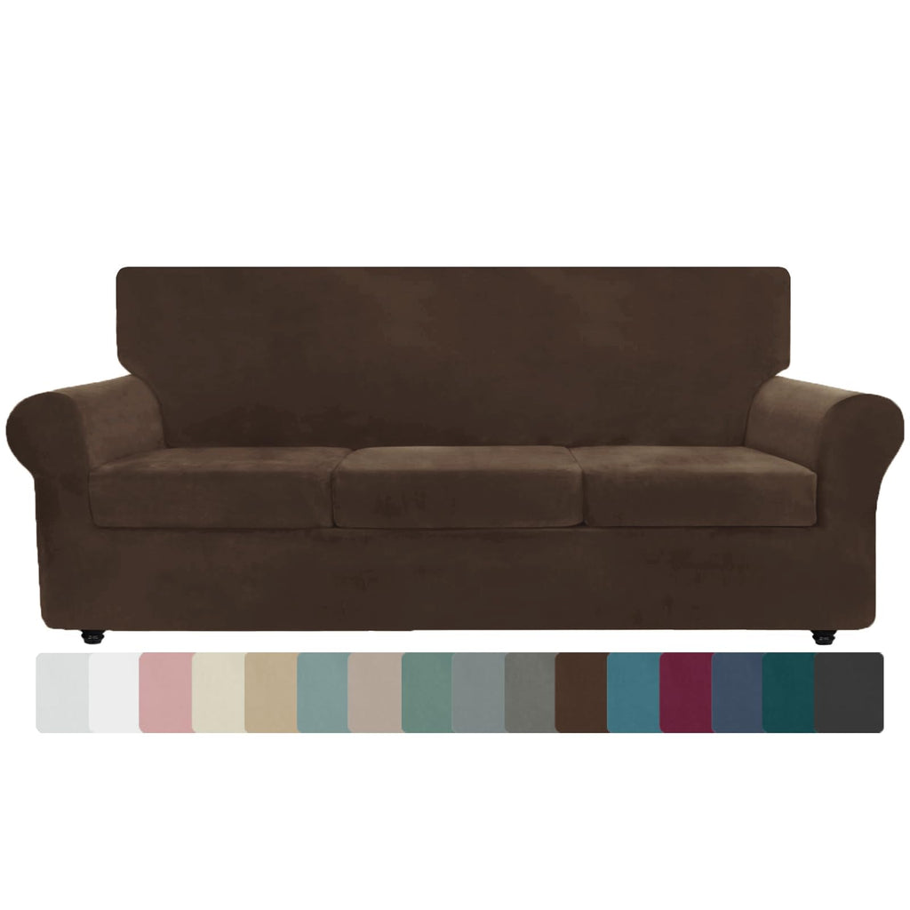 ZNSAYOTX 3-Piece Loveseat Slipcovers High Stretch Spandex Sofa Slip Cover Living Room Love Seat Couch Covers for 2 Cushion Couch Jacquard Small Checks Furniture Protector (Dark Grey, Loveseat)