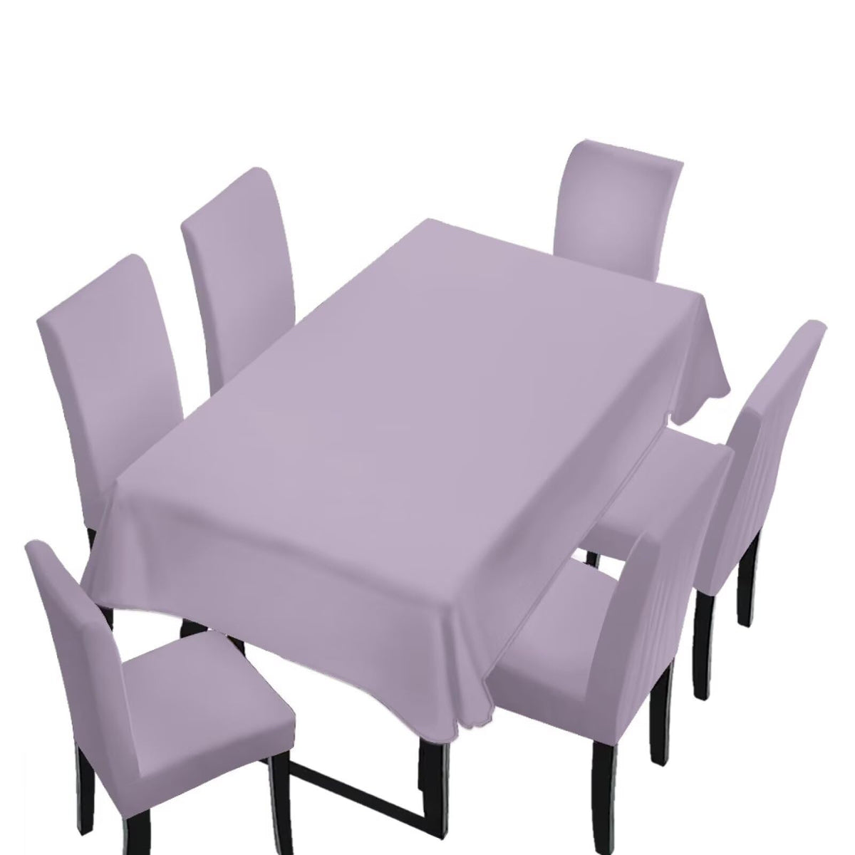 Light Grey 7 Pcs Tablecloth and Chair Covers Set Removable Chair Covers Set of 6 with Table Cover for Dining Room Washable Furniture Protector for Family Gathering Potluck