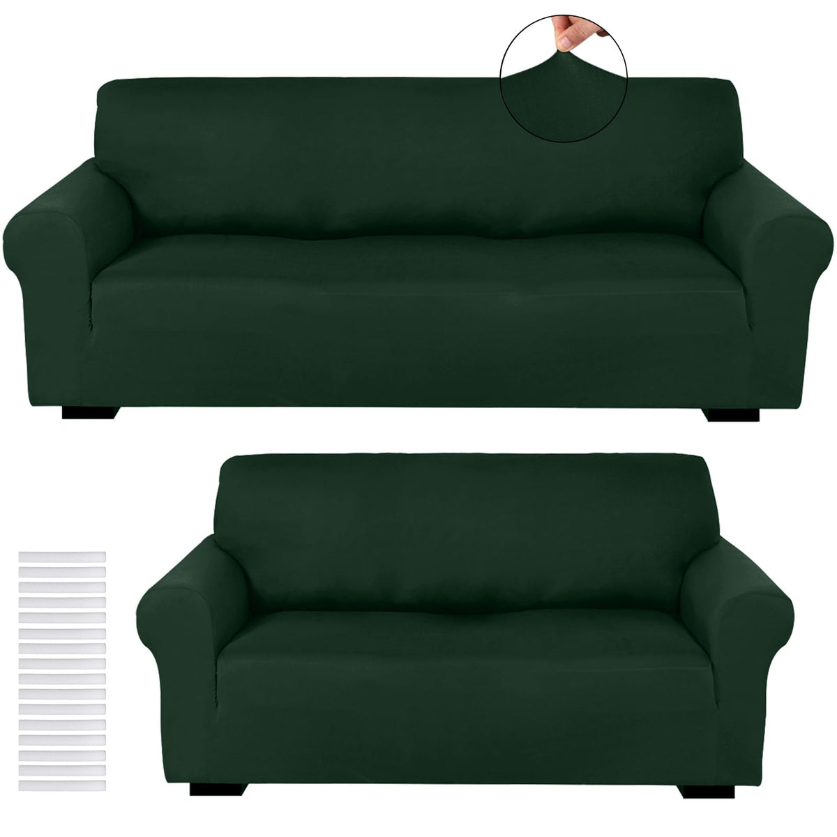 Peryiter 2 Pcs Couch and Loveseat Sofa Covers,Navy Blue,Milk Silk