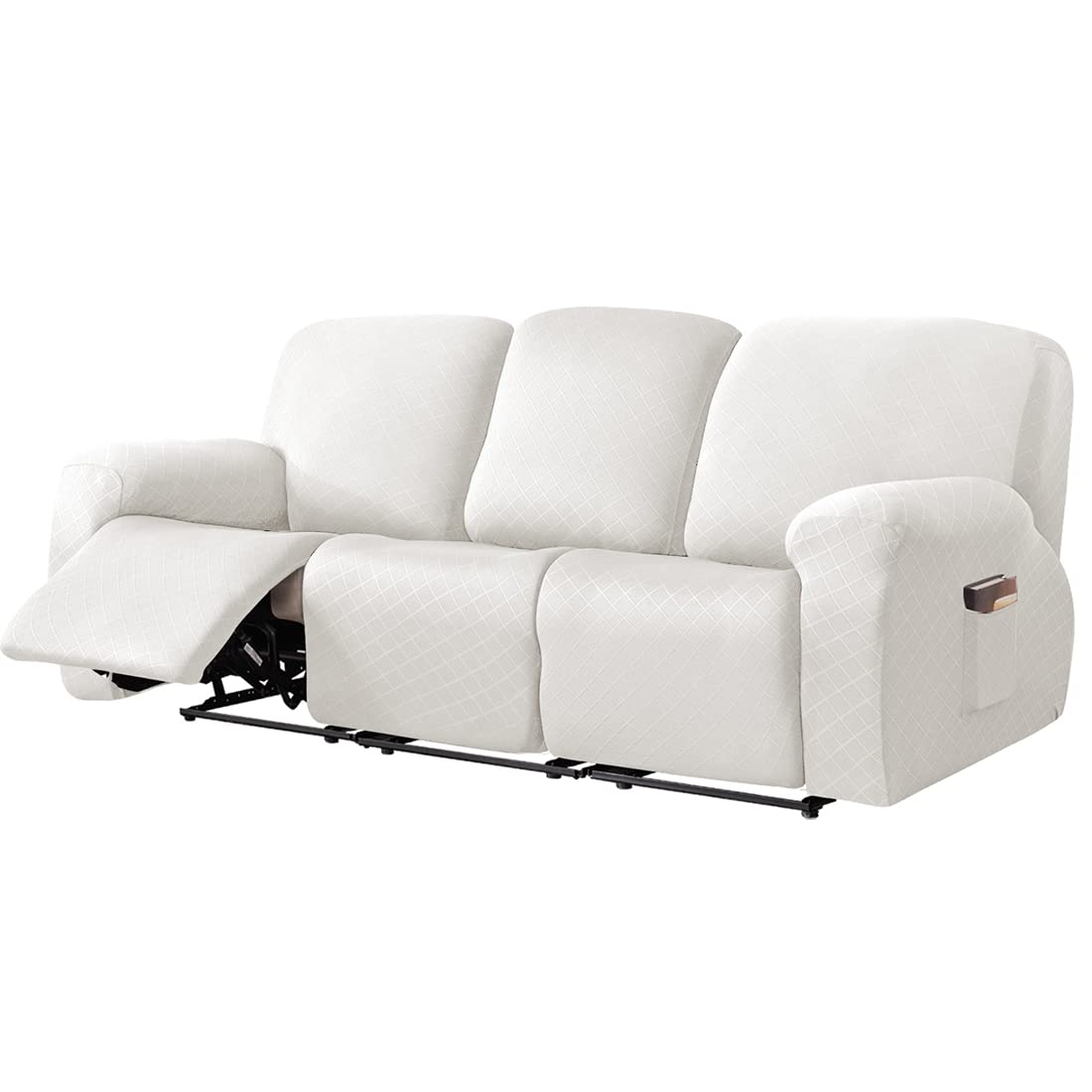 vctops Diamond Recliner Loveseat Slipcover 6-Pieces Stretch Dual Recliner Sofa Covers for 2 Seat Dual Reclining Loveseat Couch Soft Solid Furniture Protector (Dark Coffee,2 Seat)