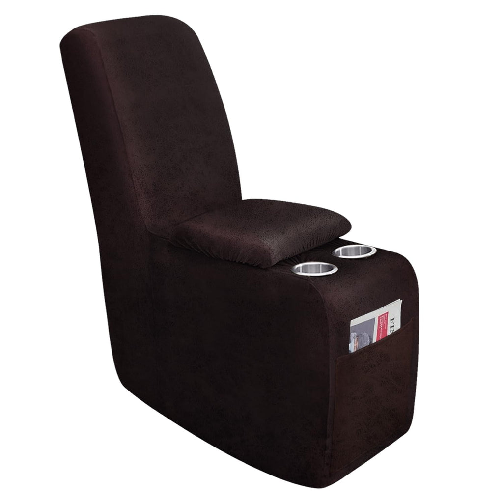 molasofa Leather Like Additional Recliner Console Cover for Reclining Loveseat Covers Stretch Jacquard Middle Consolefor Recliner Couch(Dark Brown)