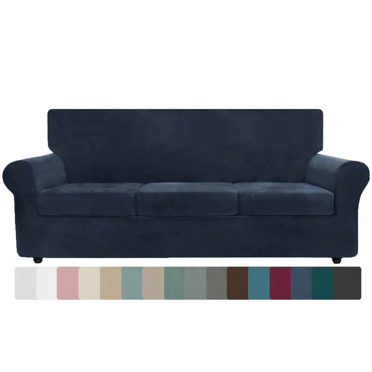 ZNSAYOTX 3-Piece Loveseat Slipcovers High Stretch Spandex Sofa Slip Cover Living Room Love Seat Couch Covers for 2 Cushion Couch Jacquard Small Checks Furniture Protector (Dark Grey, Loveseat)