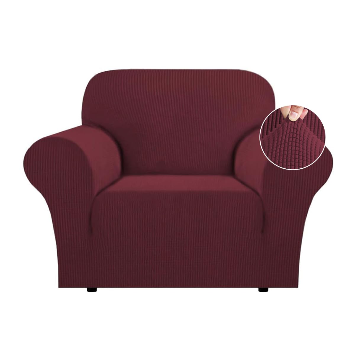 Flamingo P High Stretch One Piece Furniture Protector Sofa Cover for Durable Spandex Stretch Fabric Super Soft Slipcover, 2 Seater, Wine, Loveseat