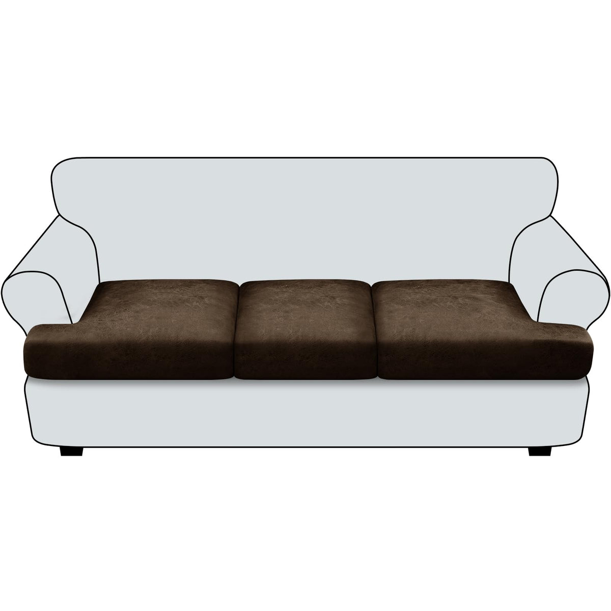 Loveseat Cushion Covers Leather-Look 2PC Stretch Love Seat Slipcover Sets for Living Room Individual Couch Seat Protector, Pet-Friendly, Non-Slip, Easy Fit - Coffee