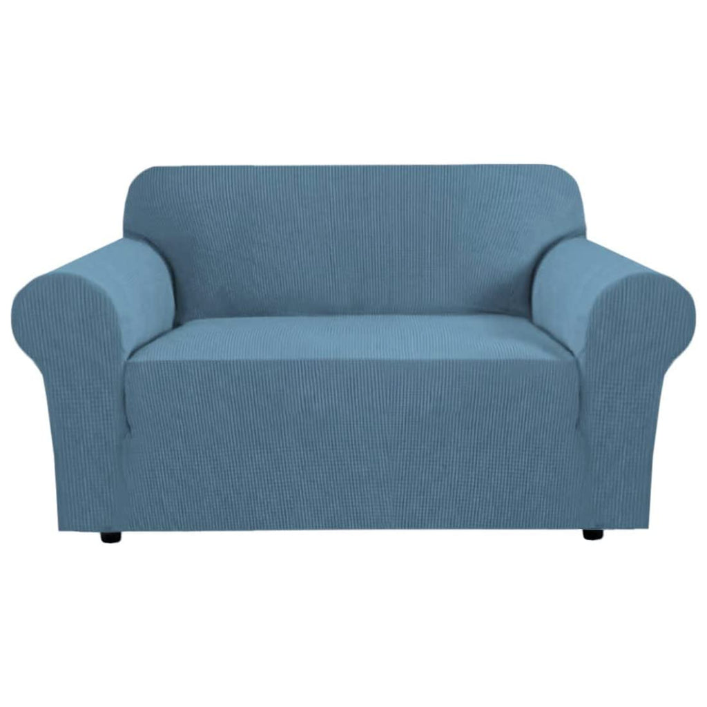 H.VERSAILTEX Stretch Couch Cover Loveseat Covers for 2 Cushion Couch Sofa Slipcover for Love Seat 1 Piece with Elastic Bottom, Checked Jacquard Fabric, Loveseat 58"-70" Wide, Butter Cream
