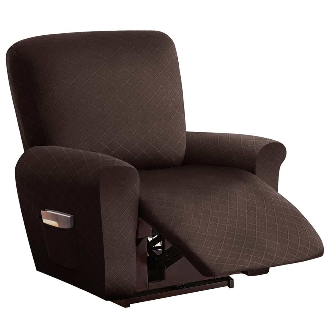 vctops Diamond Recliner Loveseat Slipcover 6-Pieces Stretch Dual Recliner Sofa Covers for 2 Seat Dual Reclining Loveseat Couch Soft Solid Furniture Protector (Dark Coffee,2 Seat)