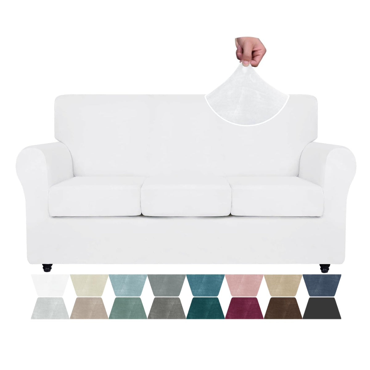ZNSAYOTX 3-Piece Loveseat Slipcovers High Stretch Spandex Sofa Slip Cover Living Room Love Seat Couch Covers for 2 Cushion Couch Jacquard Small Checks Furniture Protector (Dark Grey, Loveseat)