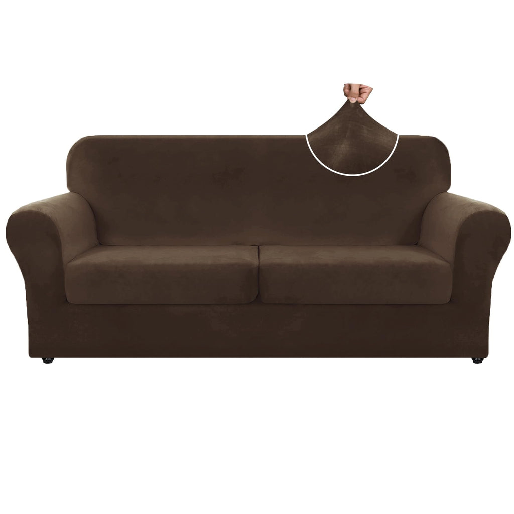 ZNSAYOTX 3-Piece Loveseat Slipcovers High Stretch Spandex Sofa Slip Cover Living Room Love Seat Couch Covers for 2 Cushion Couch Jacquard Small Checks Furniture Protector (Dark Grey, Loveseat)