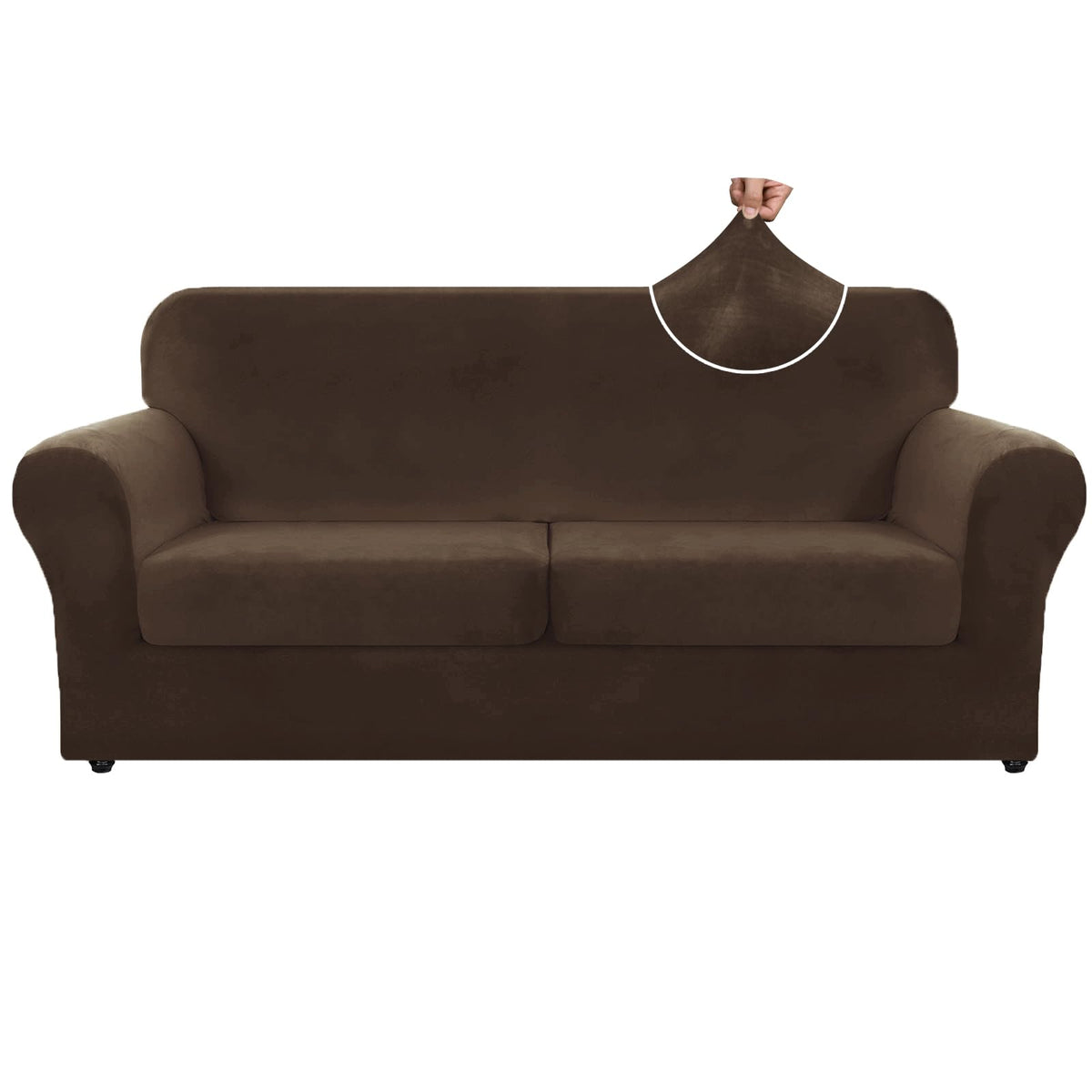 ZNSAYOTX 3-Piece Loveseat Slipcovers High Stretch Spandex Sofa Slip Cover Living Room Love Seat Couch Covers for 2 Cushion Couch Jacquard Small Checks Furniture Protector (Dark Grey, Loveseat)