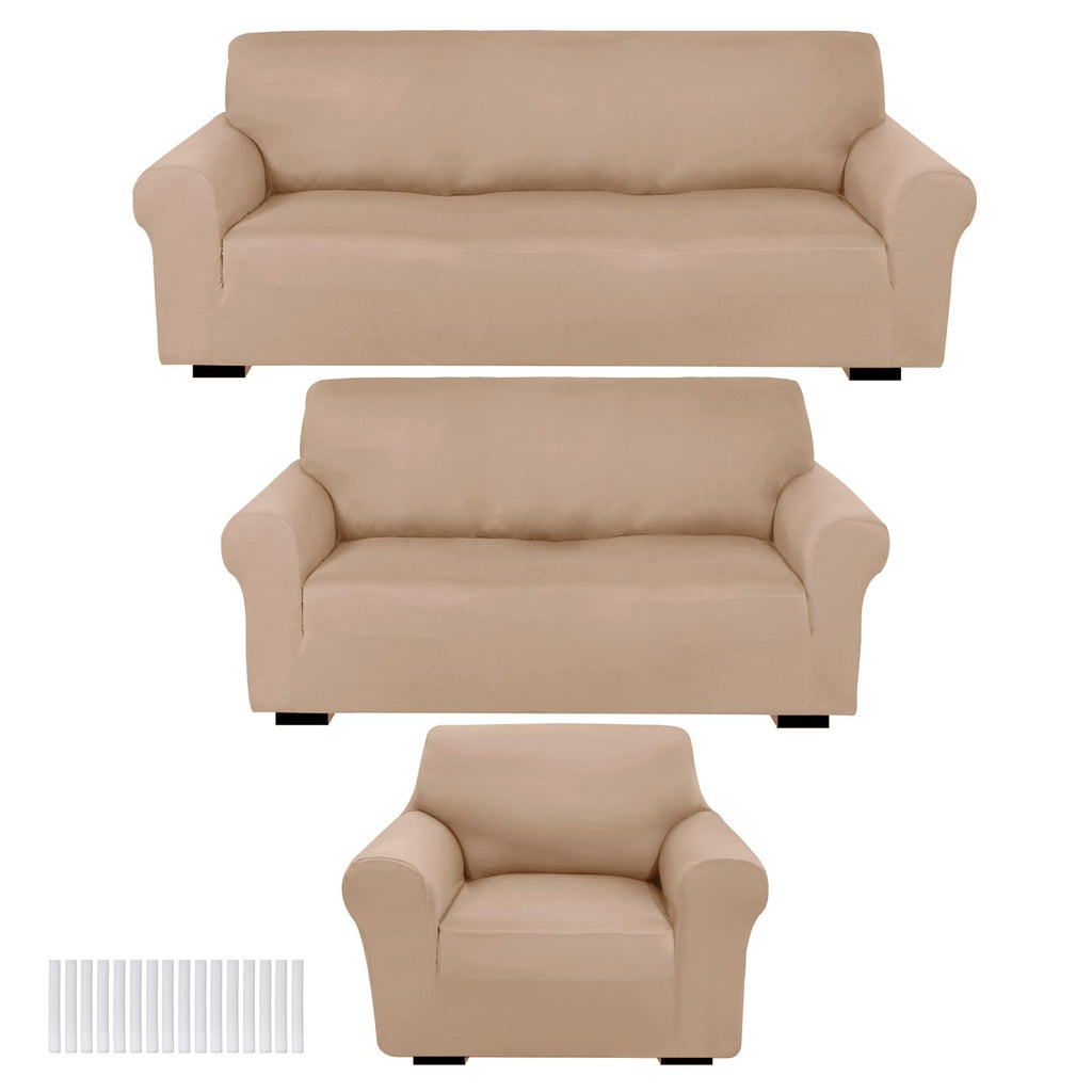 Peryiter 3 Pcs Couch and Loveseat Sofa Covers,Gray Dm,Milk Silk