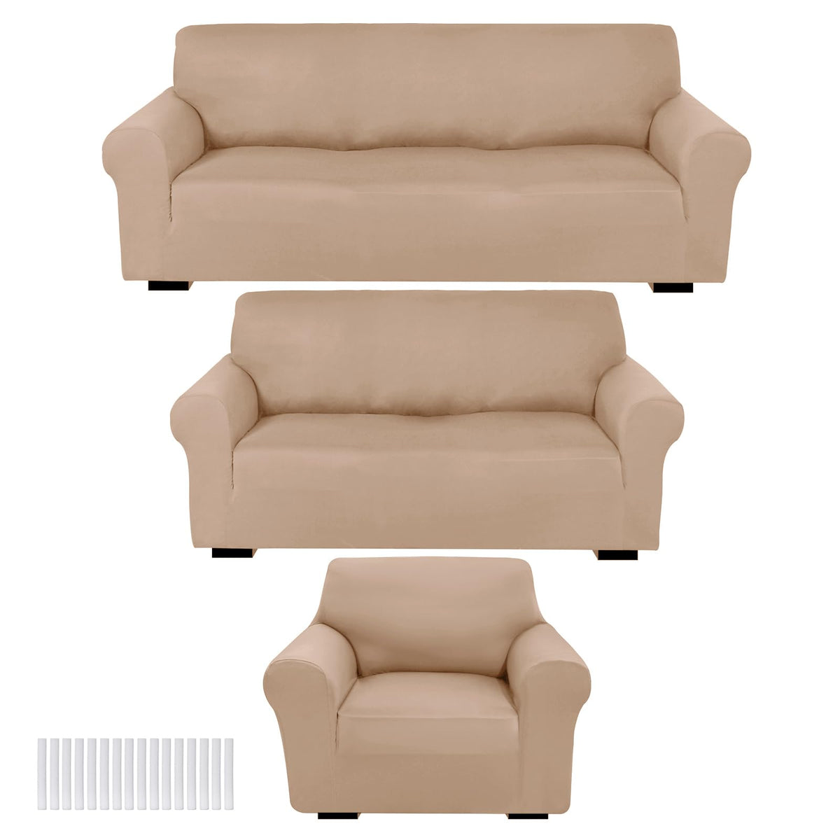 Peryiter 3 Pcs Couch and Loveseat Sofa Covers,Gray Dm,Milk Silk