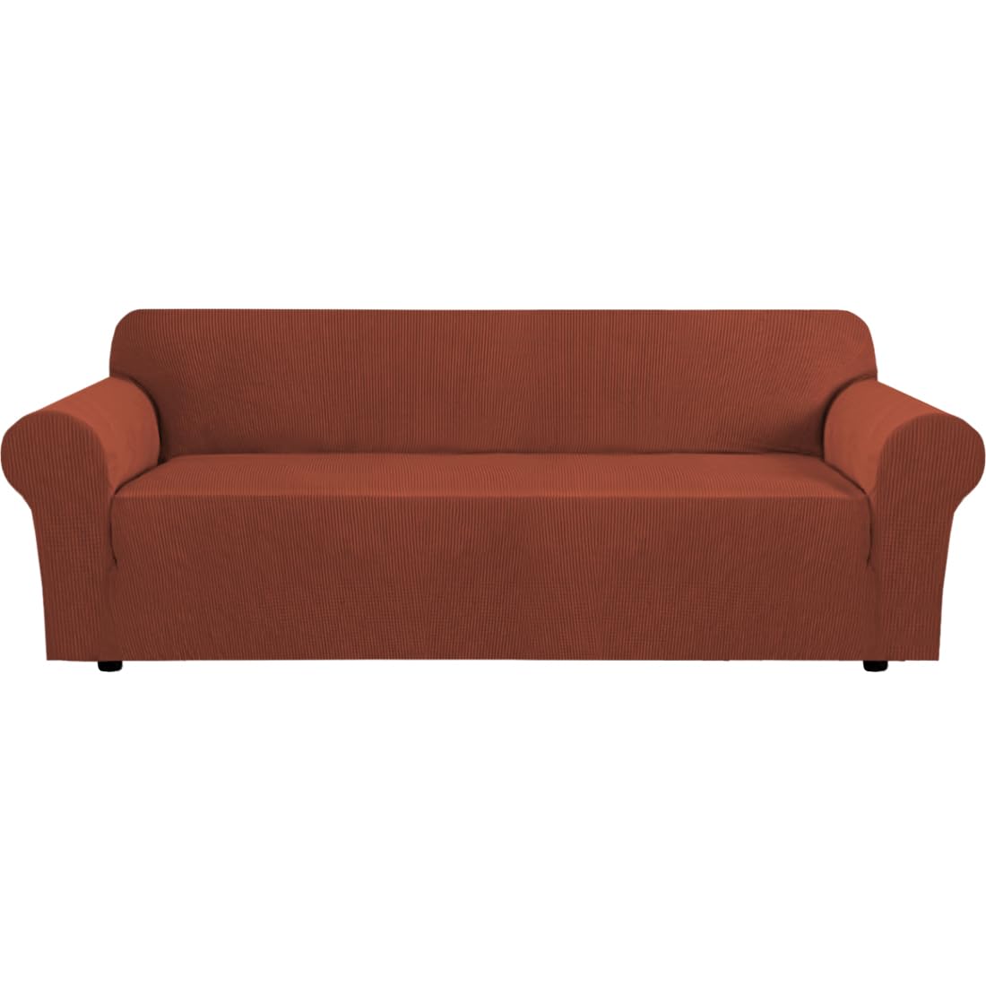 H.VERSAILTEX Stretch Couch Cover Loveseat Covers for 2 Cushion Couch Sofa Slipcover for Love Seat 1 Piece with Elastic Bottom, Checked Jacquard Fabric, Loveseat 58"-70" Wide, Butter Cream