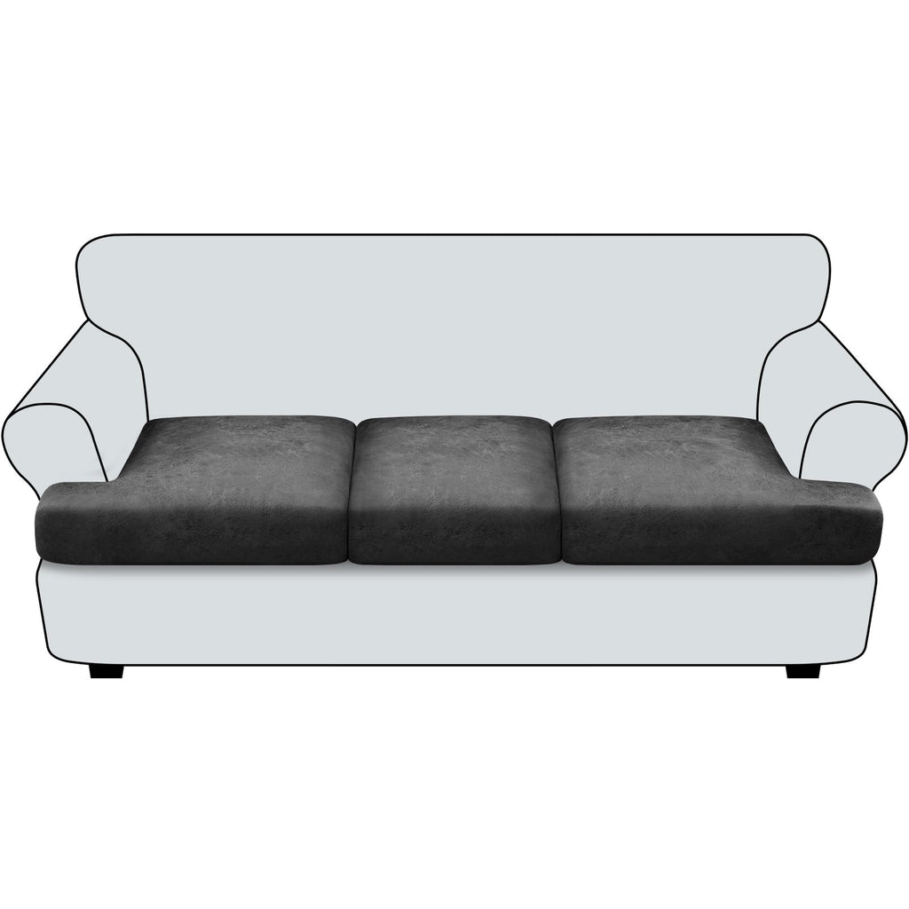 Loveseat Cushion Covers Leather-Look 2PC Stretch Love Seat Slipcover Sets for Living Room Individual Couch Seat Protector, Pet-Friendly, Non-Slip, Easy Fit - Coffee