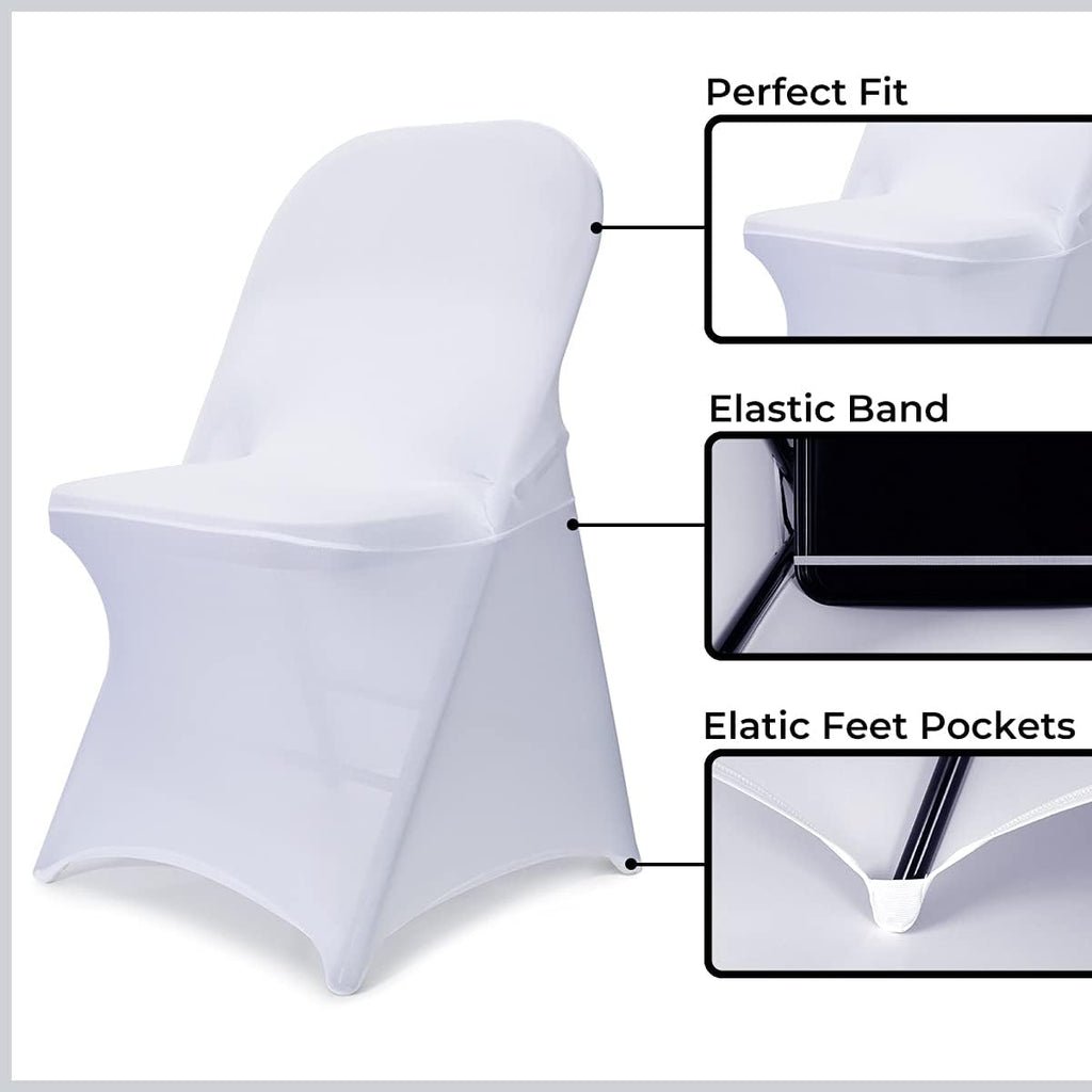 Babenest Stretch Spandex Folding Chair Covers for Wedding, 10PCS White