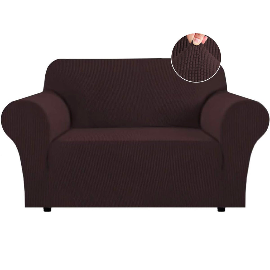 Flamingo P High Stretch One Piece Furniture Protector Sofa Cover for Durable Spandex Stretch Fabric Super Soft Slipcover, 2 Seater, Wine, Loveseat