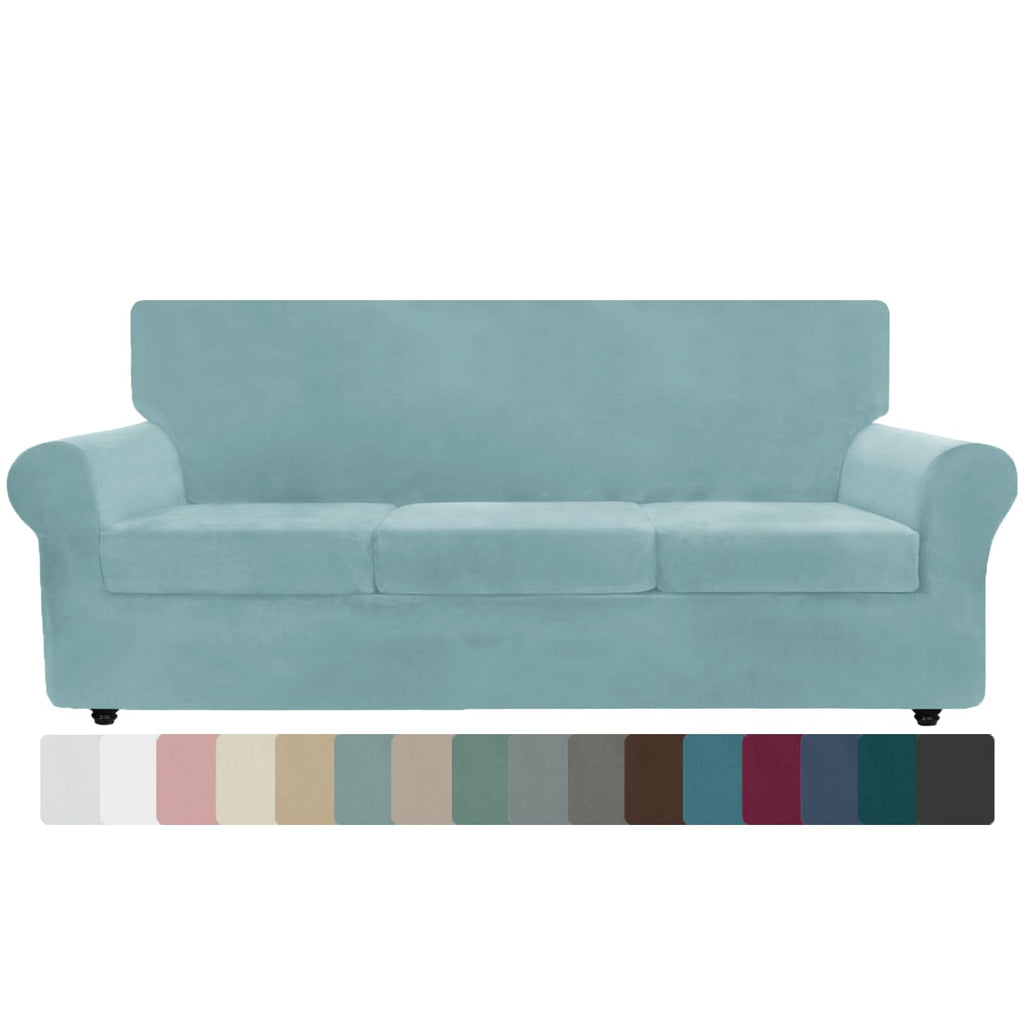 ZNSAYOTX 3-Piece Loveseat Slipcovers High Stretch Spandex Sofa Slip Cover Living Room Love Seat Couch Covers for 2 Cushion Couch Jacquard Small Checks Furniture Protector (Dark Grey, Loveseat)