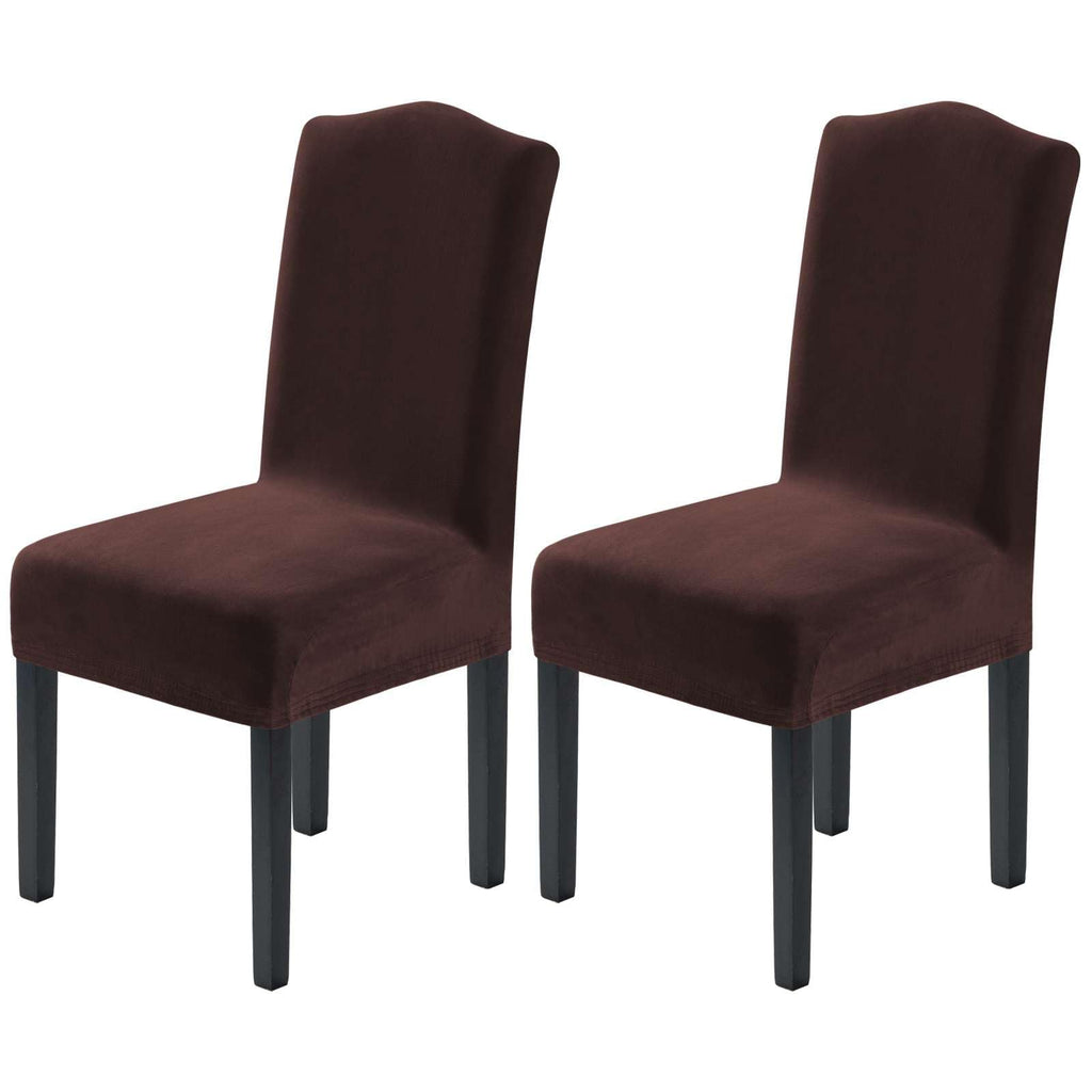 H.VERSAILTEX Dining Chair Covers Velvet Stretch Chair Covers for Dining Room Set of 6 Parson Chair Slipcovers Chair Protectors Covers, Soft Thick Solid Velvet Fabric Washable, Ivory