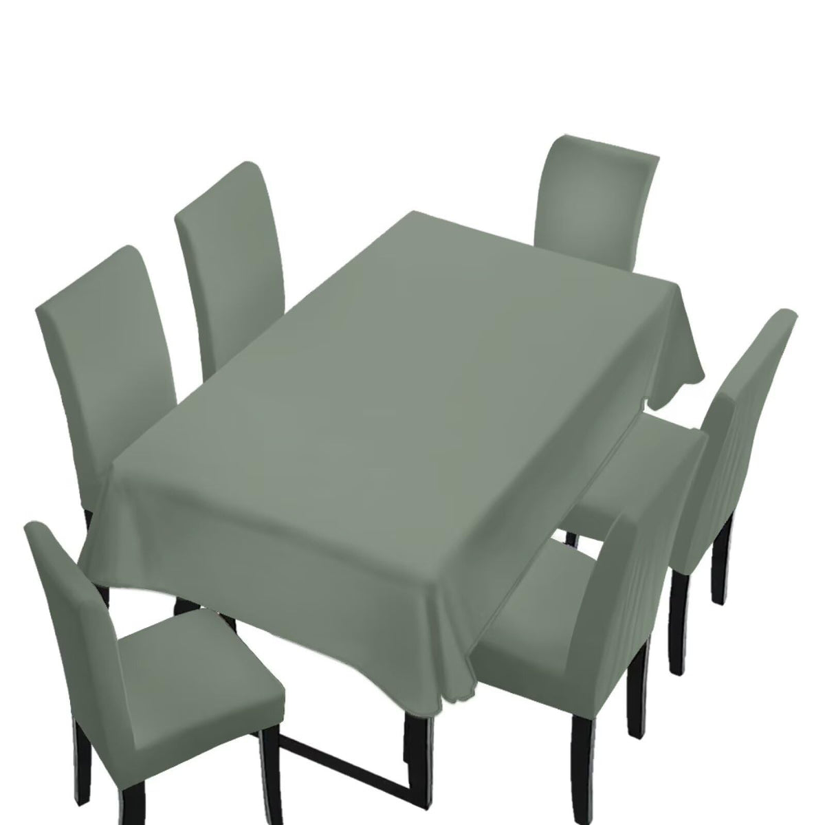 Light Grey 7 Pcs Tablecloth and Chair Covers Set Removable Chair Covers Set of 6 with Table Cover for Dining Room Washable Furniture Protector for Family Gathering Potluck