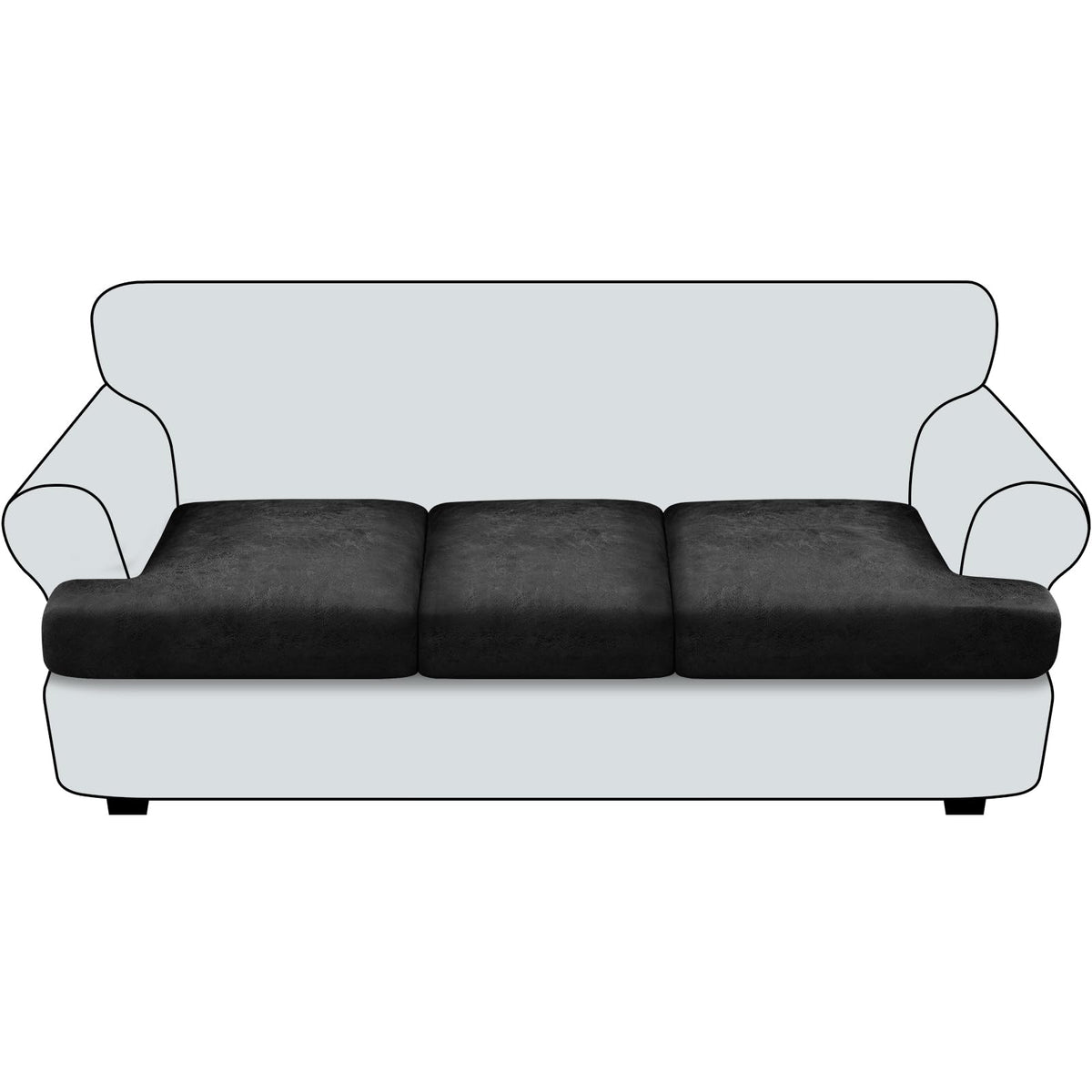 Loveseat Cushion Covers Leather-Look 2PC Stretch Love Seat Slipcover Sets for Living Room Individual Couch Seat Protector, Pet-Friendly, Non-Slip, Easy Fit - Coffee