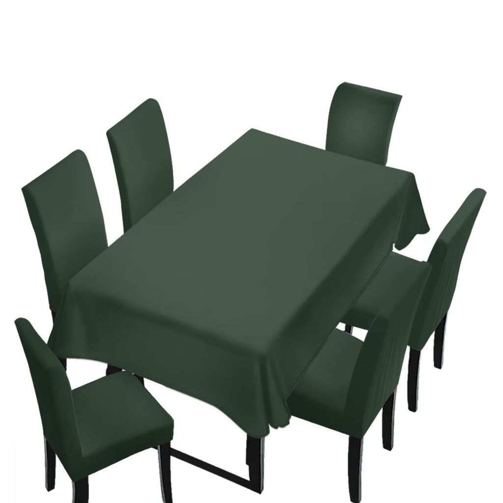 Light Grey 7 Pcs Tablecloth and Chair Covers Set Removable Chair Covers Set of 6 with Table Cover for Dining Room Washable Furniture Protector for Family Gathering Potluck