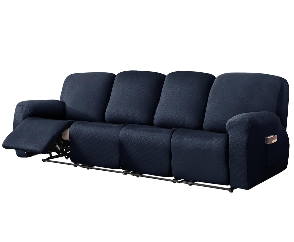 vctops Diamond Recliner Loveseat Slipcover 6-Pieces Stretch Dual Recliner Sofa Covers for 2 Seat Dual Reclining Loveseat Couch Soft Solid Furniture Protector (Dark Coffee,2 Seat)