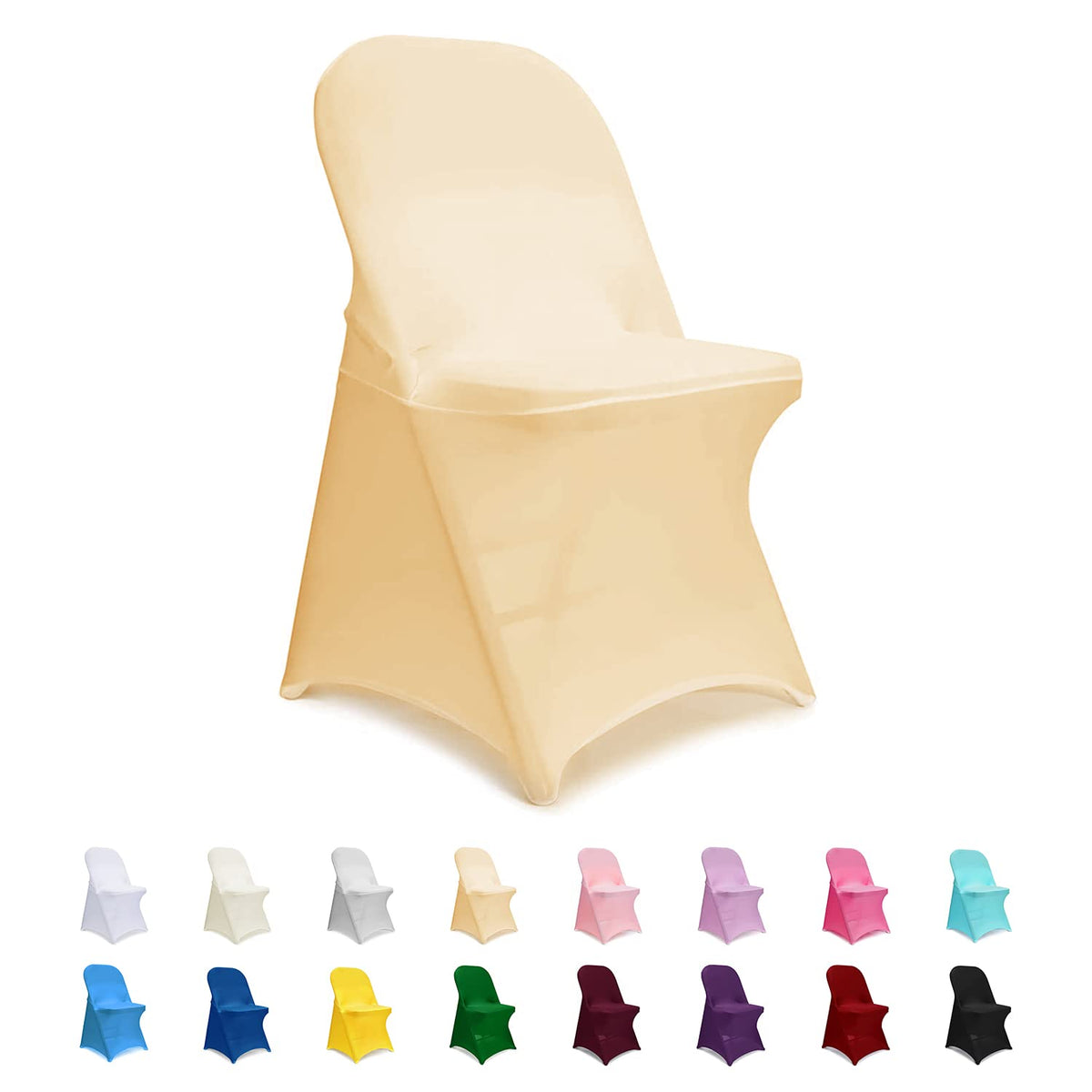 ManMengJi Spandex Folding Chair Covers, Black Folding Chair Slipcovers 6 PCS, Universal Fitted Chair Slipcovers for Wedding, Party, Banquet, Holidays, Celebration