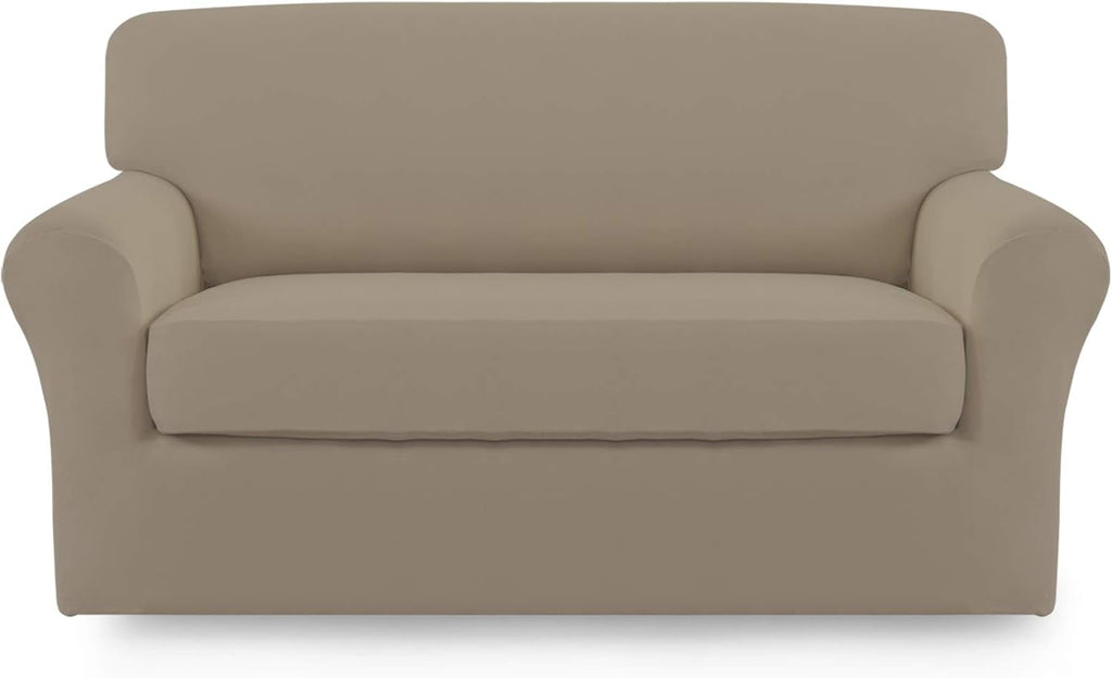 Easy-Going 2 Pieces Stretch Loveseat Couch Sofa Slipcover Washable
