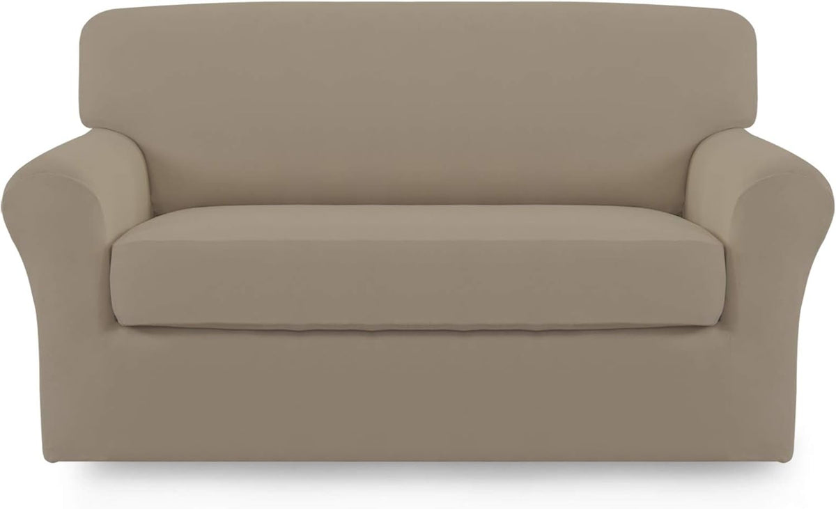 Easy-Going 2 Pieces Stretch Loveseat Couch Sofa Slipcover Washable