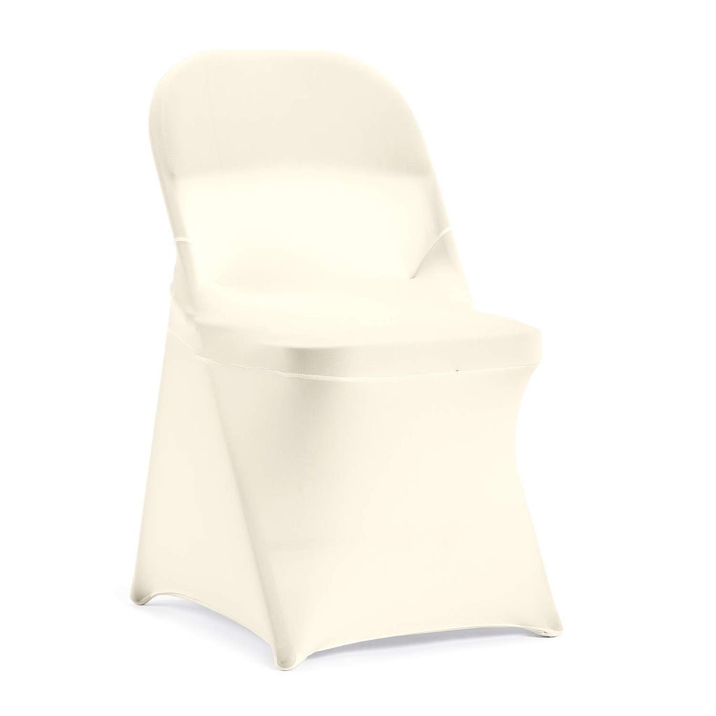 Peomeise Stretch Spandex Folding Chair Cover for Wedding Party Dining Banquet Event (White,12pcs)