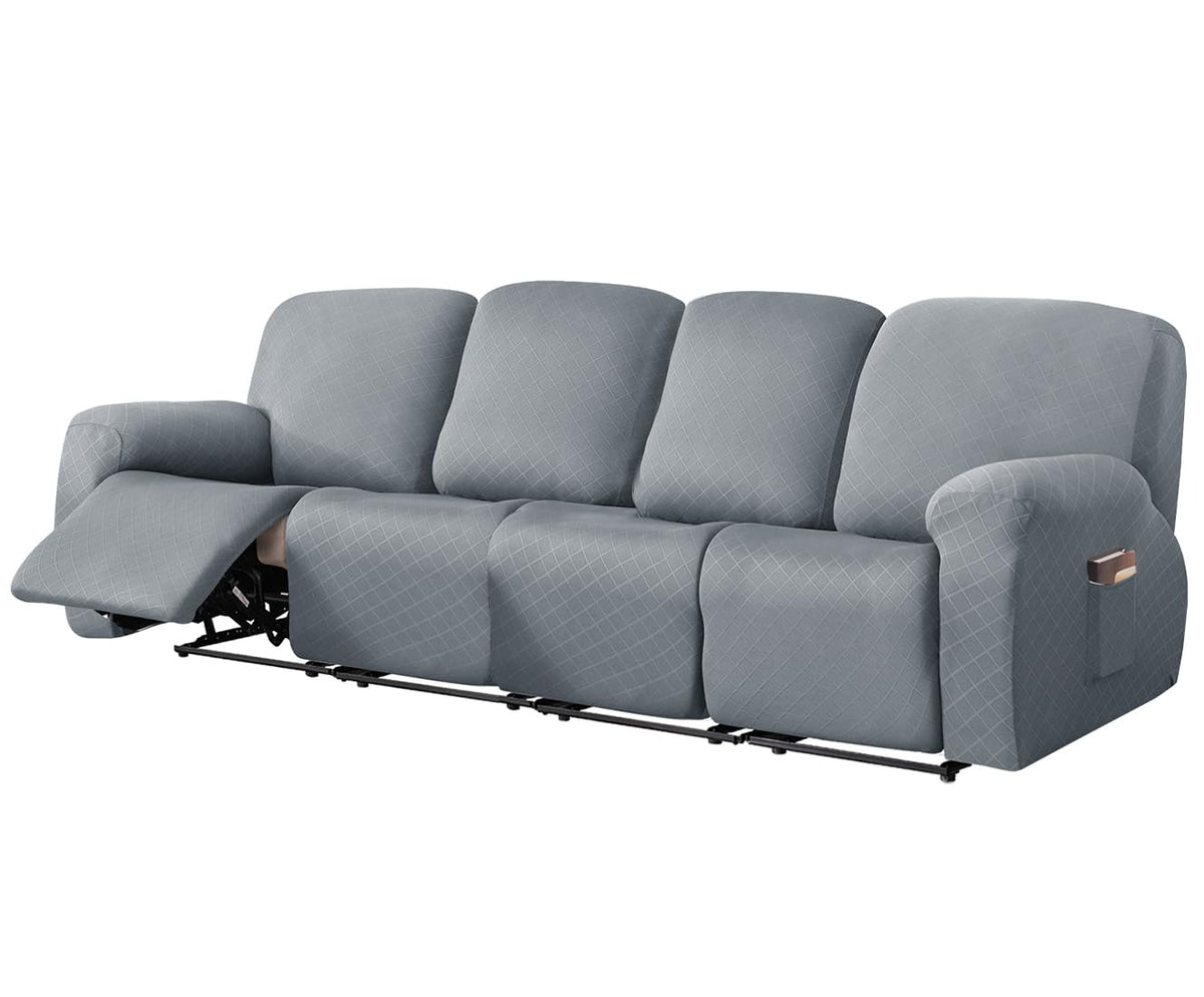 vctops Diamond Recliner Loveseat Slipcover 6-Pieces Stretch Dual Recliner Sofa Covers for 2 Seat Dual Reclining Loveseat Couch Soft Solid Furniture Protector (Dark Coffee,2 Seat)