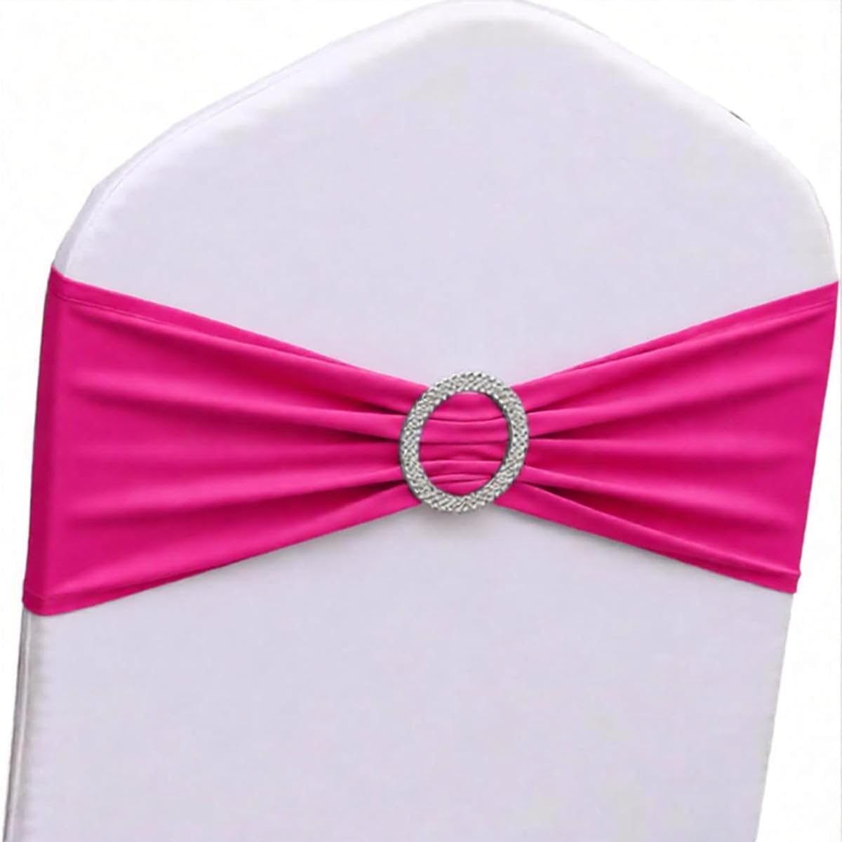 Gold Chair Sashes 100 Pack, Spandex Sashes for Chairs Wedding Reception, Stretch Chair Bands Bows for Party Banquet Theme Event Decor