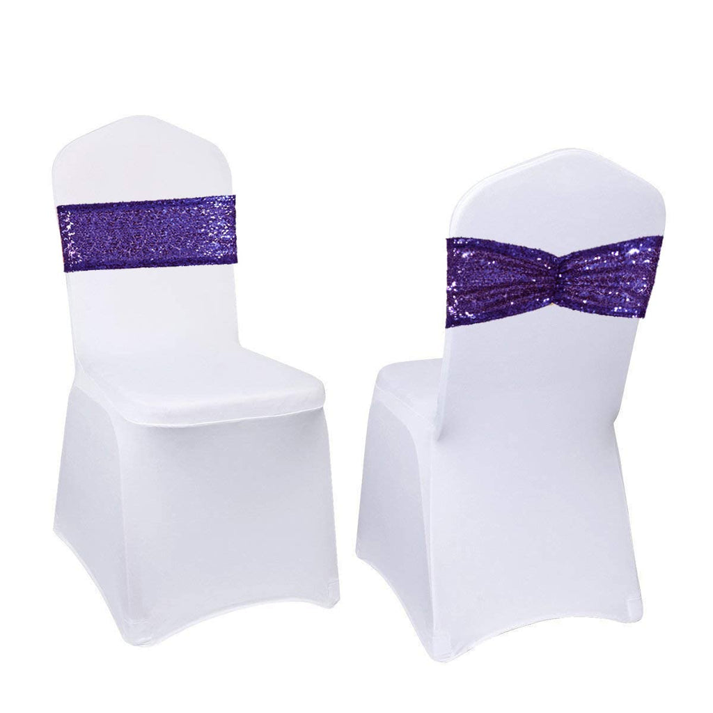 Eternal Beauty Set of 100 Sequin Gold Chair Sashes for Chair Cover Wedding Party Decorations