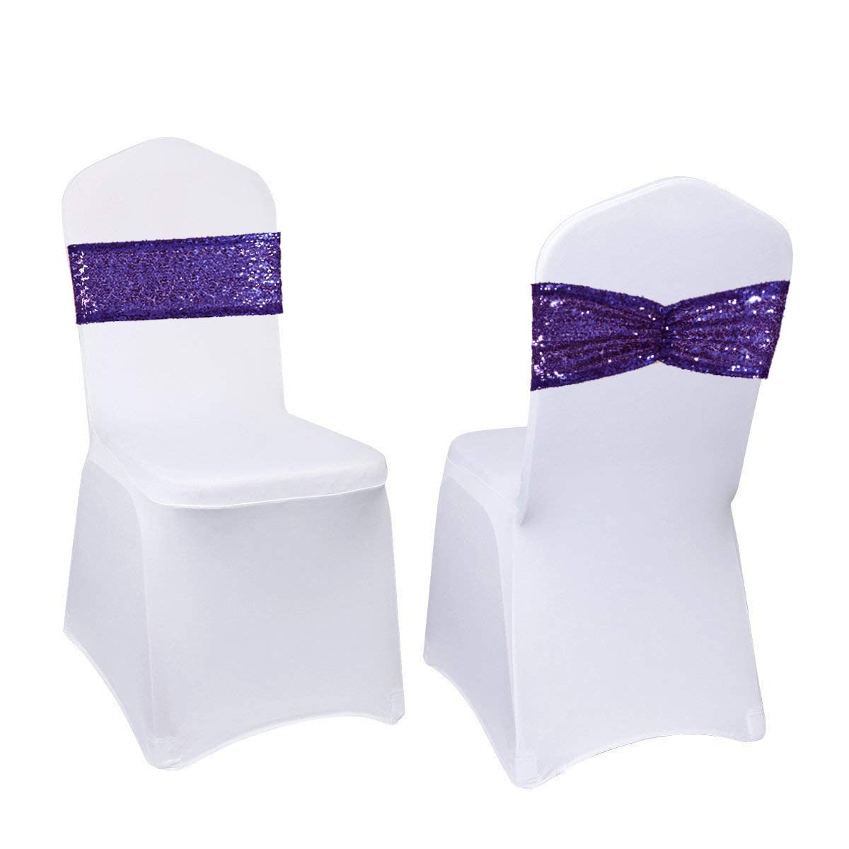 Eternal Beauty Set of 100 Sequin Gold Chair Sashes for Chair Cover Wedding Party Decorations