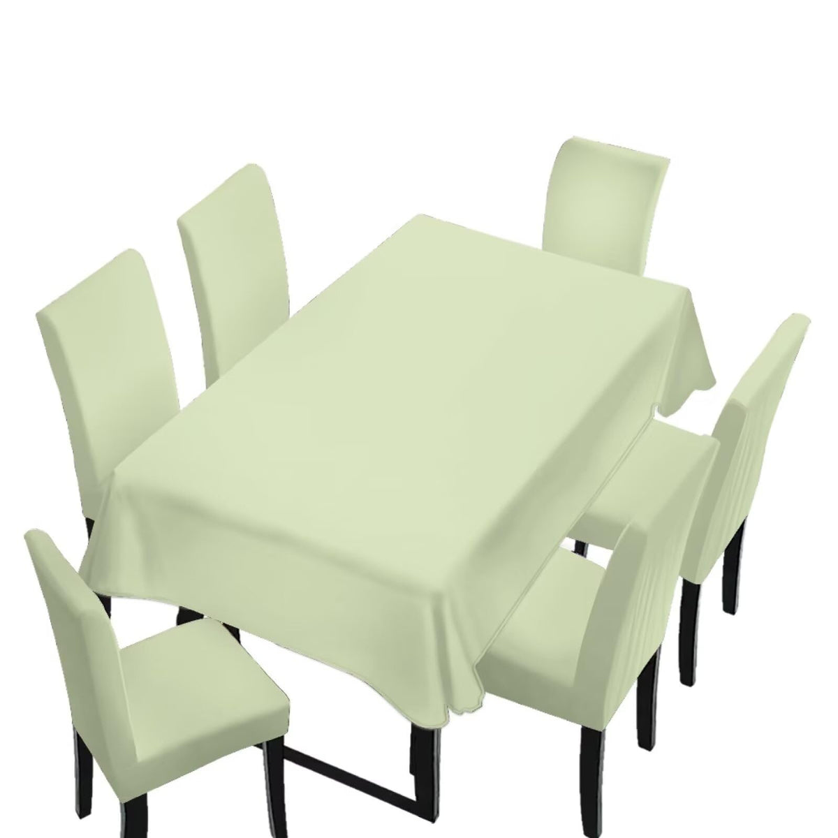 Light Grey 7 Pcs Tablecloth and Chair Covers Set Removable Chair Covers Set of 6 with Table Cover for Dining Room Washable Furniture Protector for Family Gathering Potluck