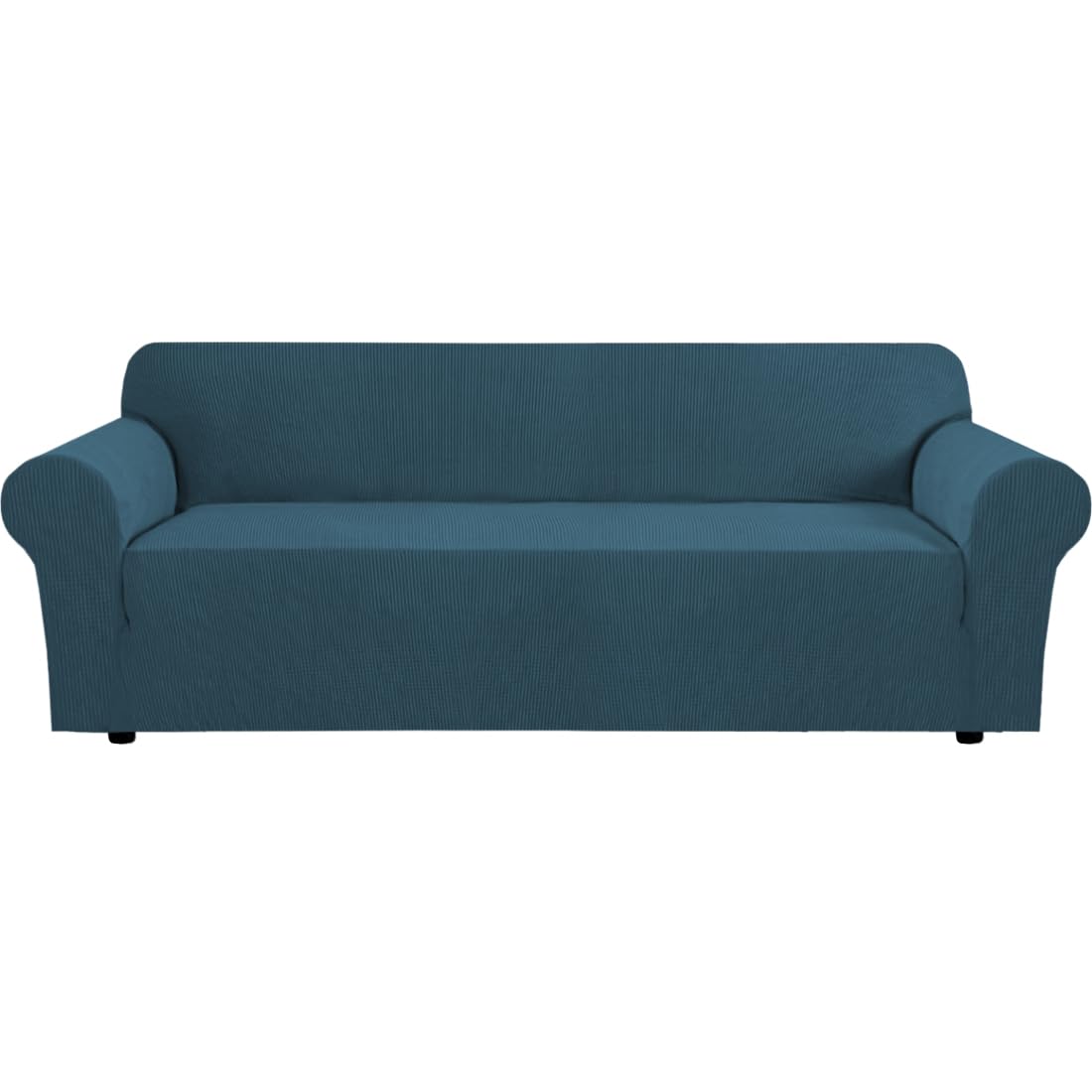 H.VERSAILTEX Stretch Couch Cover Loveseat Covers for 2 Cushion Couch Sofa Slipcover for Love Seat 1 Piece with Elastic Bottom, Checked Jacquard Fabric, Loveseat 58"-70" Wide, Butter Cream