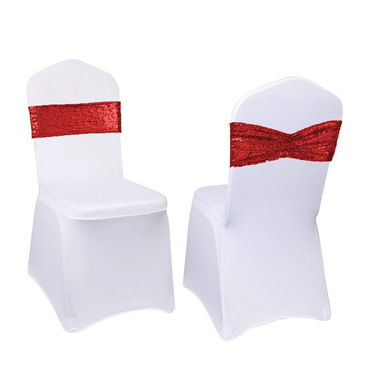 Eternal Beauty Set of 100 Sequin Gold Chair Sashes for Chair Cover Wedding Party Decorations