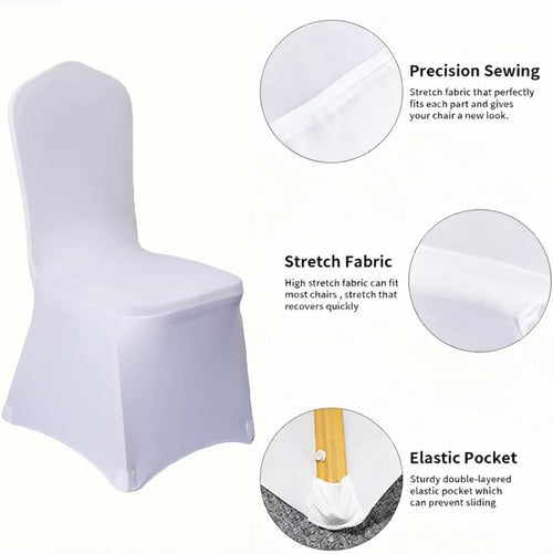 100 Pcs White Washable Removable Universal for Wedding Party Dining Banquet Polyester Spandex Stretch Slipcovers Chair Covers