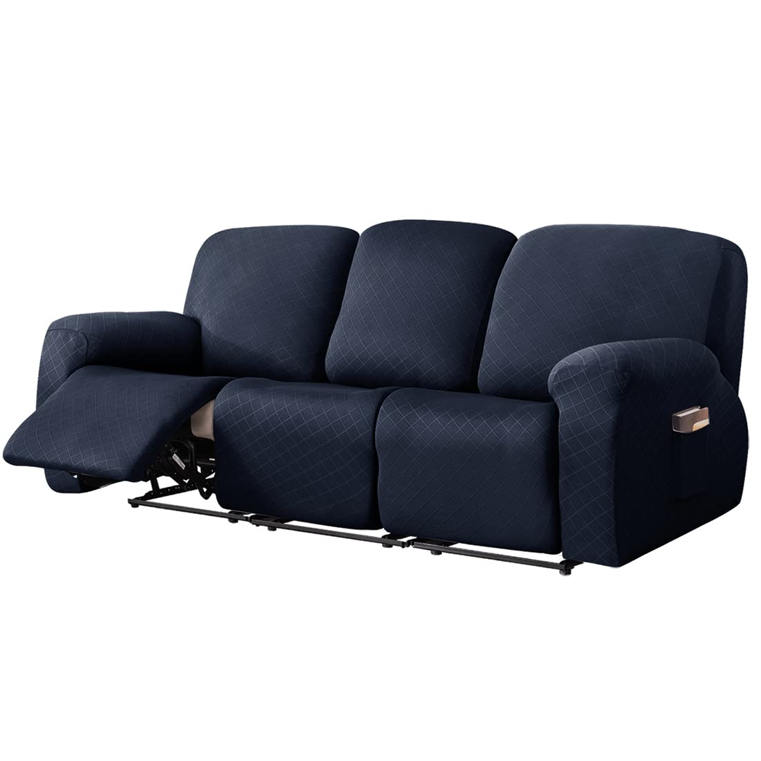 vctops Diamond Recliner Loveseat Slipcover 6-Pieces Stretch Dual Recliner Sofa Covers for 2 Seat Dual Reclining Loveseat Couch Soft Solid Furniture Protector (Dark Coffee,2 Seat)