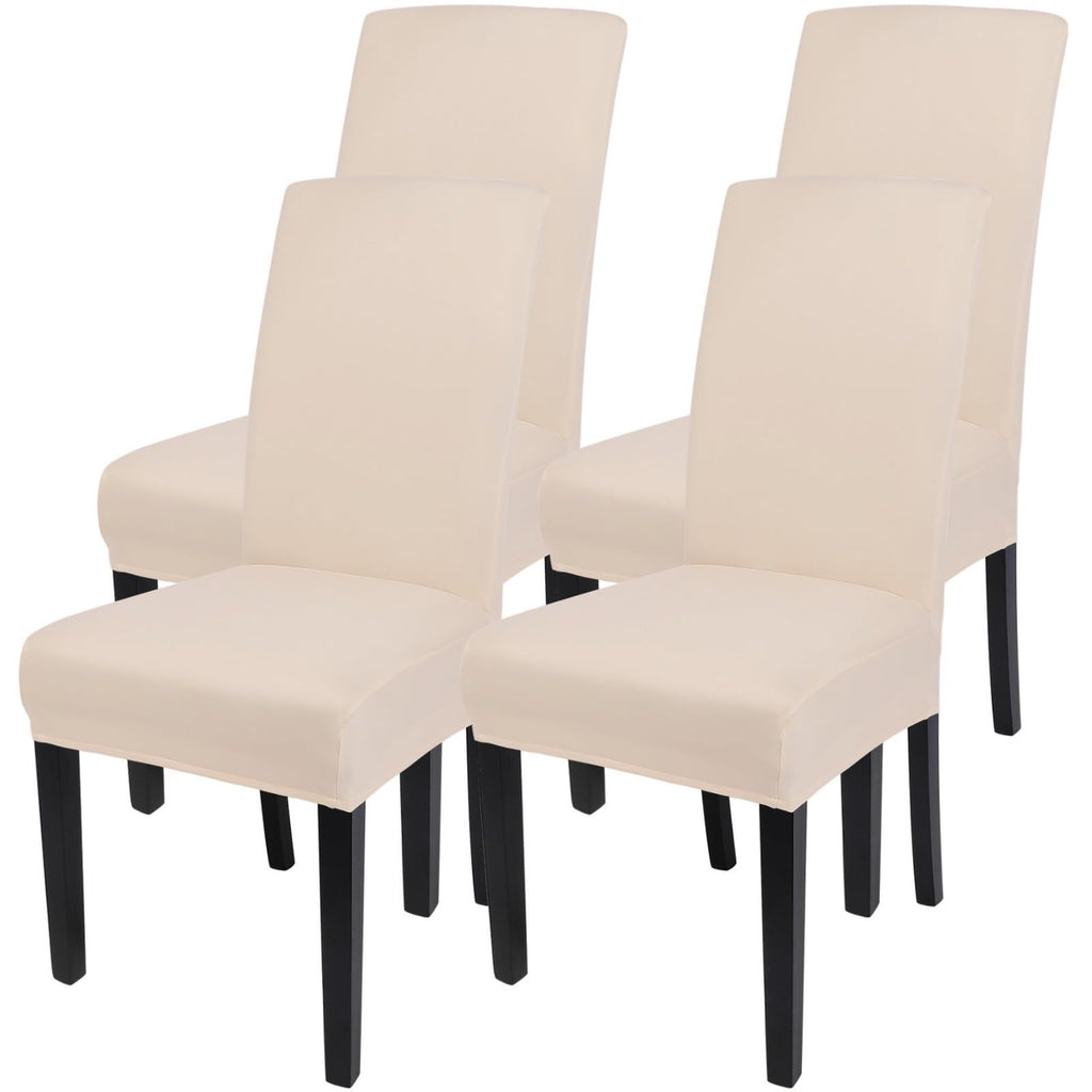 SearchI Dining Room Chair Covers Set of 6, Stretch Jacquard Parsons Chair Slipcovers Super Fit Removable Washable Kitchen Chair Protector Cover for Dining Room, Hotel, Ceremony (Beige Rhombus)
