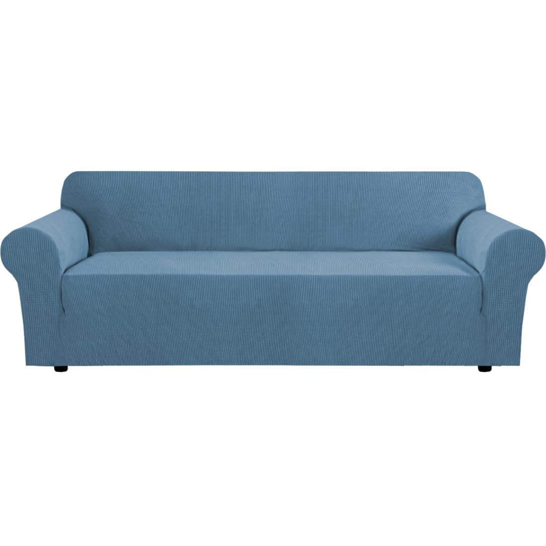 H.VERSAILTEX Stretch Couch Cover Loveseat Covers for 2 Cushion Couch Sofa Slipcover for Love Seat 1 Piece with Elastic Bottom, Checked Jacquard Fabric, Loveseat 58"-70" Wide, Butter Cream