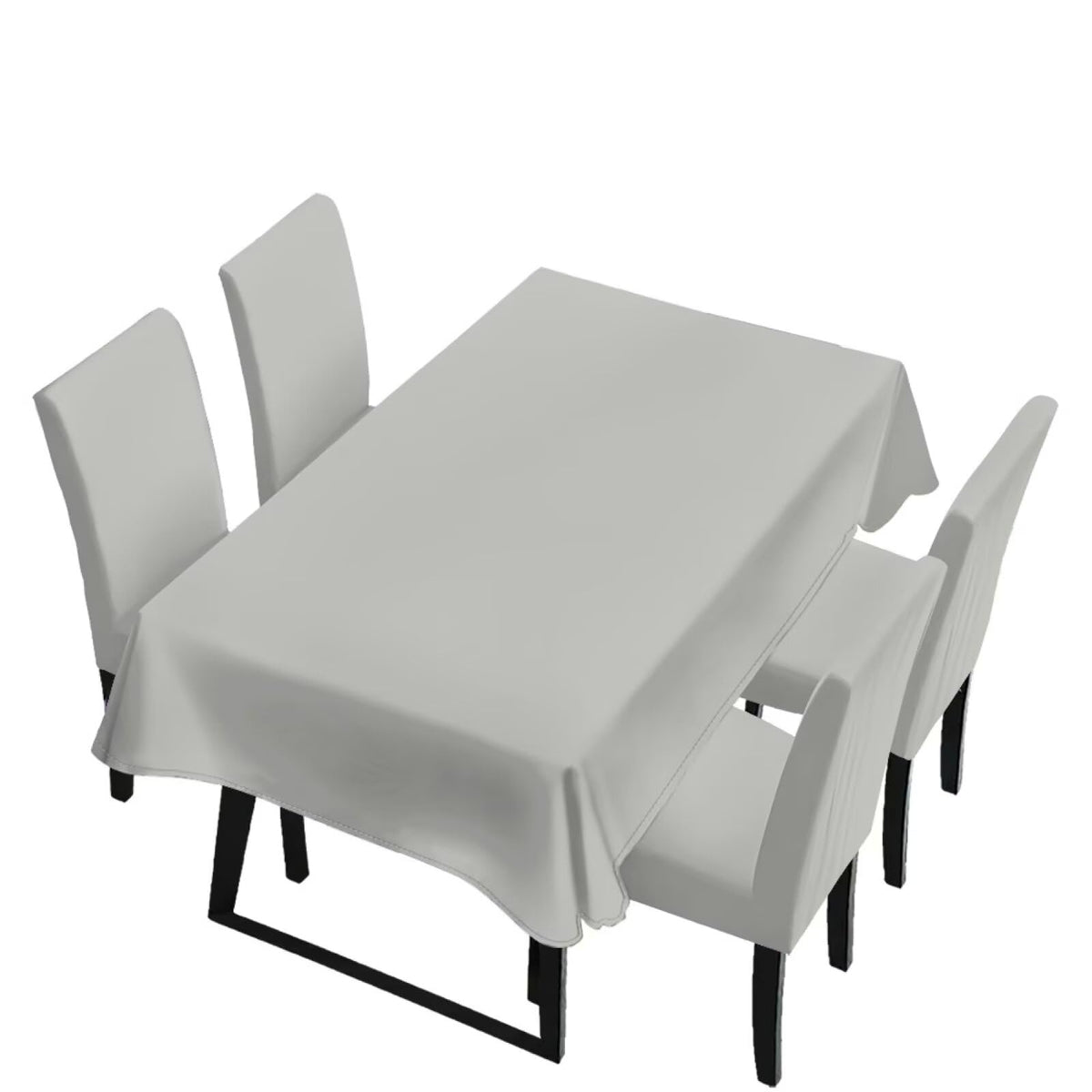 Light Grey 7 Pcs Tablecloth and Chair Covers Set Removable Chair Covers Set of 6 with Table Cover for Dining Room Washable Furniture Protector for Family Gathering Potluck