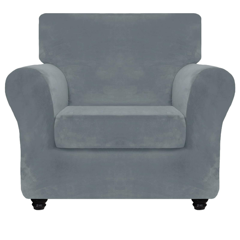 ZNSAYOTX 3-Piece Loveseat Slipcovers High Stretch Spandex Sofa Slip Cover Living Room Love Seat Couch Covers for 2 Cushion Couch Jacquard Small Checks Furniture Protector (Dark Grey, Loveseat)