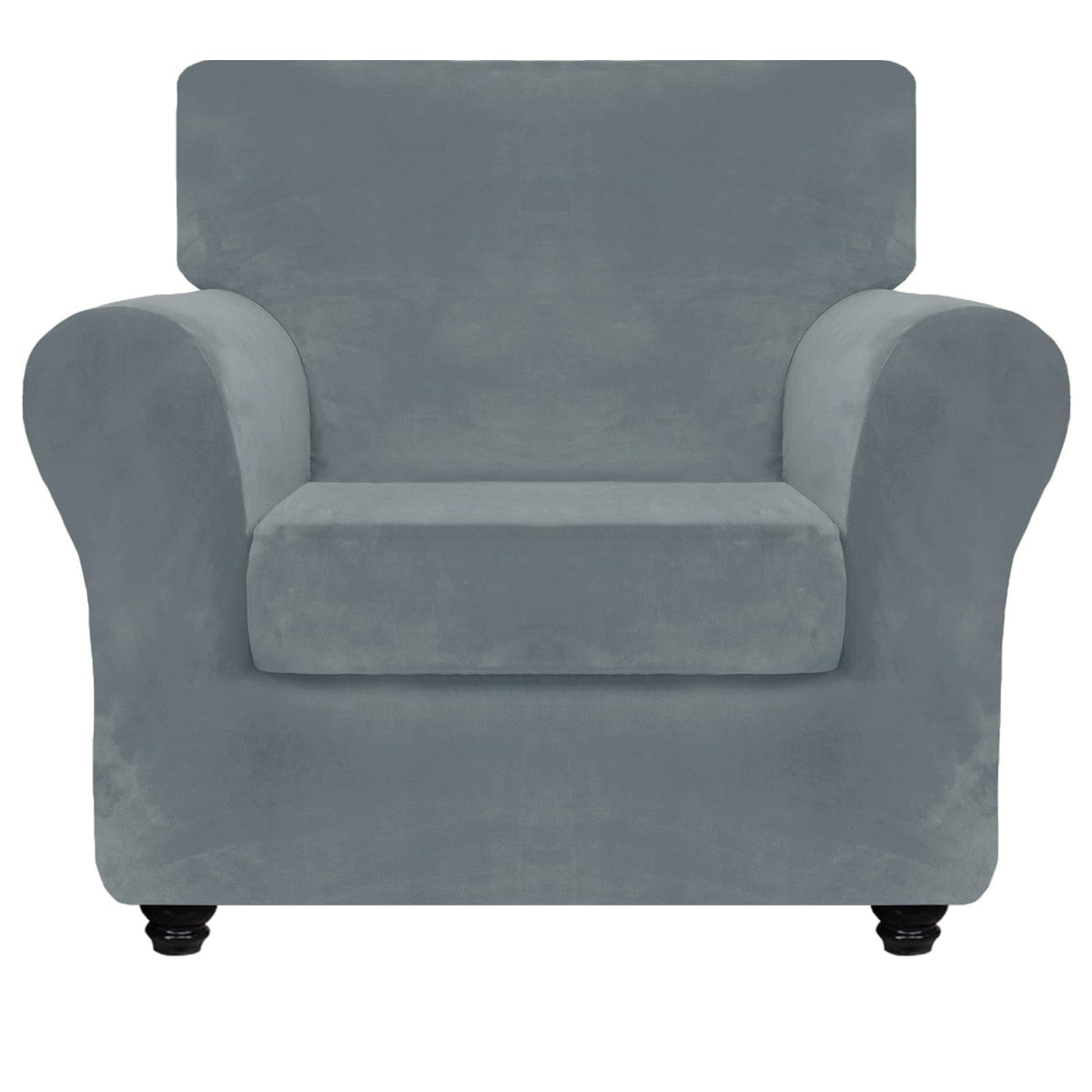 ZNSAYOTX 3-Piece Loveseat Slipcovers High Stretch Spandex Sofa Slip Cover Living Room Love Seat Couch Covers for 2 Cushion Couch Jacquard Small Checks Furniture Protector (Dark Grey, Loveseat)